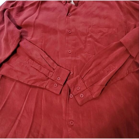 Weekendz off Tencel long sleeve button-down red casual shirt M - Picture 5 of 5